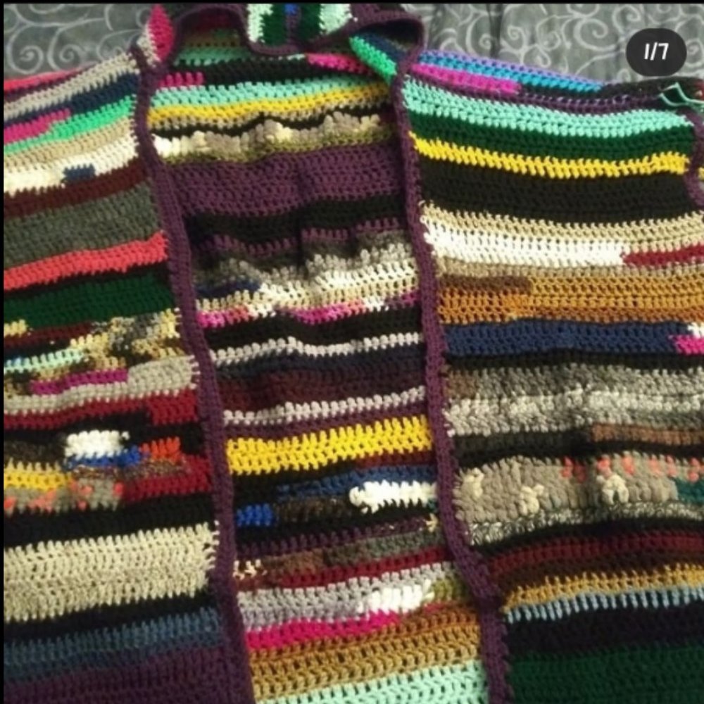 Boho Hooded Shawl Poncho Handcraft Crochet